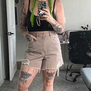 NWOT Brown High-Rise Bermuda Shorts